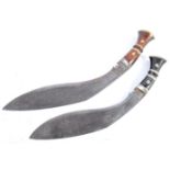 TWO 20TH CENTURY NEPALESE GURKHA KUKRI KNIFES