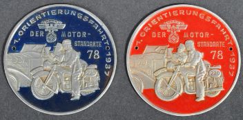 TWO SECOND WORLD WAR GERMAN NSKK RALLY PARTICIPANT PLAQUES