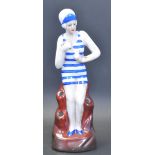 ART DECO STYLE CERAMIC FIGURINE OF LADY IN BATHING SUIT