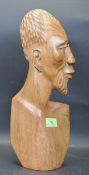 20TH CENTURY HAND CARVED HARD WOOD AFRICAN FIGURINE BUST