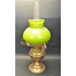 1920’S BRASS AND GLASS TABLE OIL LAMP