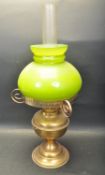 1920’S BRASS AND GLASS TABLE OIL LAMP