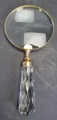 VINTAGE STYLE HAND HELD BRASS MAGNIFYING GLASS