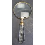 VINTAGE STYLE HAND HELD BRASS MAGNIFYING GLASS