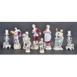GRAOUP OF NINE PORCELAIN NEOCLASSICAL GERMAN FIGURINES