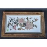 EDWARDIAN FLOWER PAINTING ON MILK GLASS