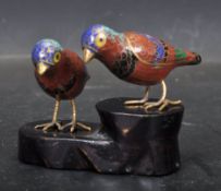 TWO VINTAGE 20TH CENTURY CLOISONNE ENAMEL BIRDS