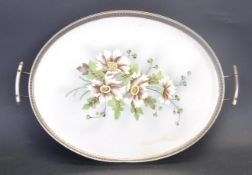 19TH CENTURY VICTORIAN PORCELAIN AND SILVER PLATE TRAY