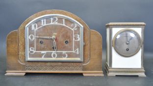 EARLY 20TH CENTURY ART DECO MANTEL CLOCK TOGETHER WITH ANOTHER