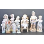 LARGE GROUP OF CONTINENTAL BISQUE CERAMIC FIGURINES