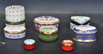 COLLECTION OF VINTAGE 20TH CENTURY ENAMEL AND PORCELAIN PILL TRINKET BOXES