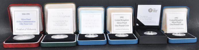COLLECTION OF SIX SILVER PROOF COINS - CERTIFICATED