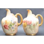 TWO ROYAL WORCESTER BLUSH IVORY FLAT BACK JUGS