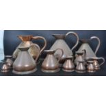 LARGE COLLECTION OF VINTAGE 20TH CENTURY COPPER CIDER JUGS