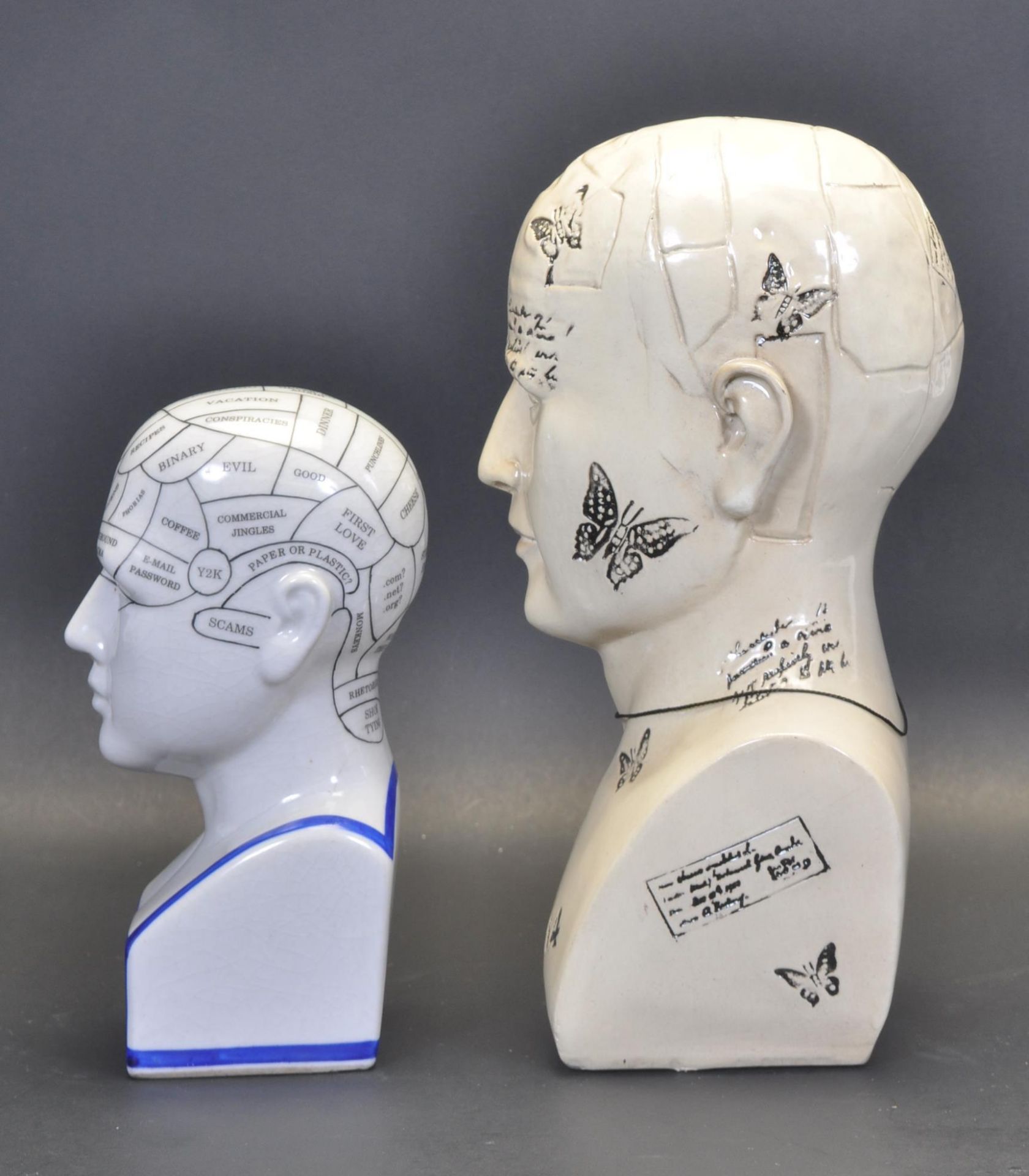 PAIR OF VINTAGE 20TH CENTURY PHRENOLOGY STYLE HEADS - Bild 4 aus 6