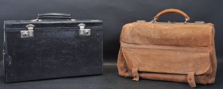 VINTAGE MID 20TH CENTURY SUEDE BAG AND NURSE’S BAG WITH TOOLS