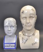 PAIR OF VINTAGE 20TH CENTURY PHRENOLOGY STYLE HEADS