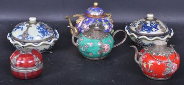 COLLECTION OF VINTAGE 20TH CENTURY CHINESE ORIENTAL TEAPOTS