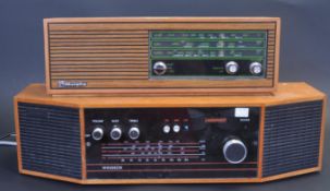 TWO MID 20TH CENTURY TEAK WOOD CASE RADIO RECEIVERS