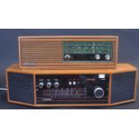 TWO MID 20TH CENTURY TEAK WOOD CASE RADIO RECEIVERS