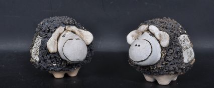 TWO VINTAGE STUDIO ART POTTERY SHEEP FIGURINES