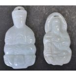 TWO HAND CARVED CHINESE ORIENTAL JADE PENDENTS