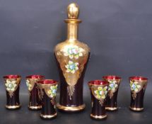 MID 20TH CENTURY TRE FUOCHI MURANO GLASS DECANTER AND GLASSES