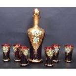 MID 20TH CENTURY TRE FUOCHI MURANO GLASS DECANTER AND GLASSES