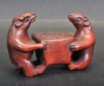 20TH CENTURY HARD WOOD JAPANESE NETSUKE FIGURINE