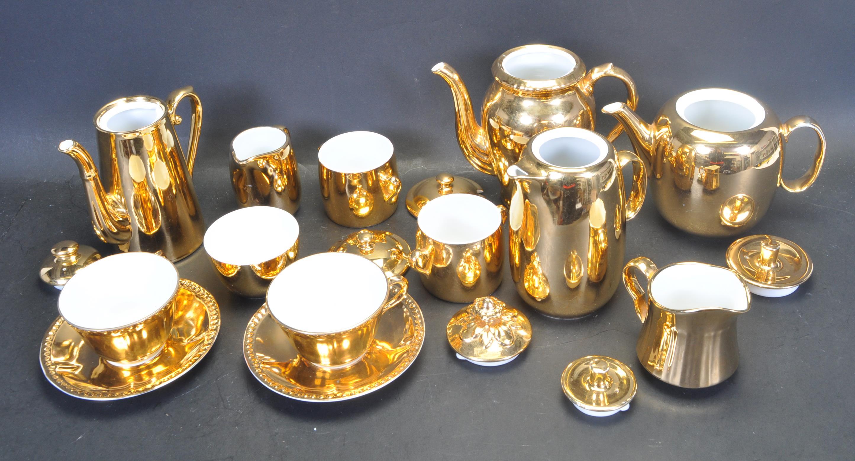 VINTAGE 20TH CENTURY ROYAL WORCESTER GOLD TEA AND COFFEE SERVICE - Image 4 of 6