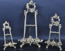 THREE VINTAGE STYLE GRADUATED PICTURE FRAME EASELS