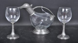 VINTAGE GLASS AND PEWTER DECANTER BY MARINONI