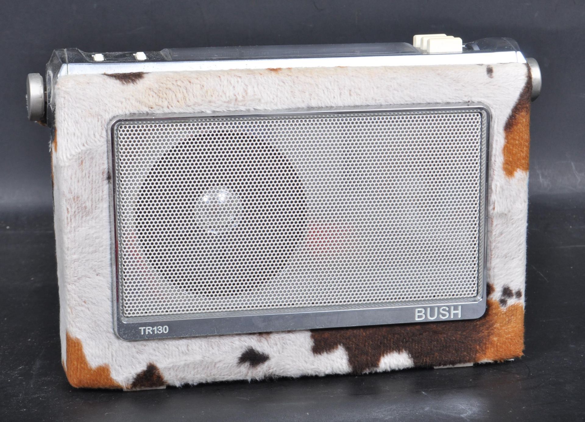 VINTAGE FAUX COW HIDE TRANSISTOR RADIO