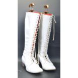 PAIR OF ANELLO AND DAVIDE LONDON WHITE LEATHER LADIES BOOTS
