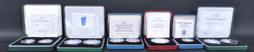COLLECTION OF SIX ROYAL MINT SILVER PROOF COINS