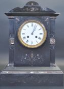 19TH CENTURY VICTORIAN 8 DAY SLATE AND MARBLE MANTEL CLOCK