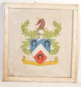 VINTAGE 20TH CENTURY WOOD FRAMED ARMORIAL PLAQUE