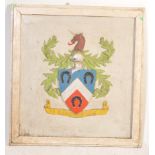 VINTAGE 20TH CENTURY WOOD FRAMED ARMORIAL PLAQUE