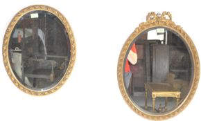 TWO 20TH CENTURY BEVELLED GLASS WALL HANGING MIRRORS