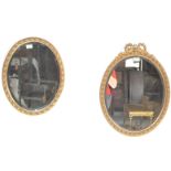 TWO 20TH CENTURY BEVELLED GLASS WALL HANGING MIRRORS