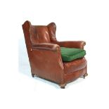 1930'S LEATHER CLUB / CHESTERFIELD WINGBACK ARMCHAIR