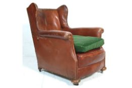 1930'S LEATHER CLUB / CHESTERFIELD WINGBACK ARMCHAIR