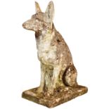 20TH CENTURY COMPOSITE STONE GARDEN ORNAMENT FIGURE OF A GERMAN SHEPHERD