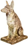 20TH CENTURY COMPOSITE STONE GARDEN ORNAMENT FIGURE OF A GERMAN SHEPHERD