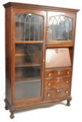 1920'S ARTS & CRAFTS OAK LEADED GLASS BUREAU BOOKCASE