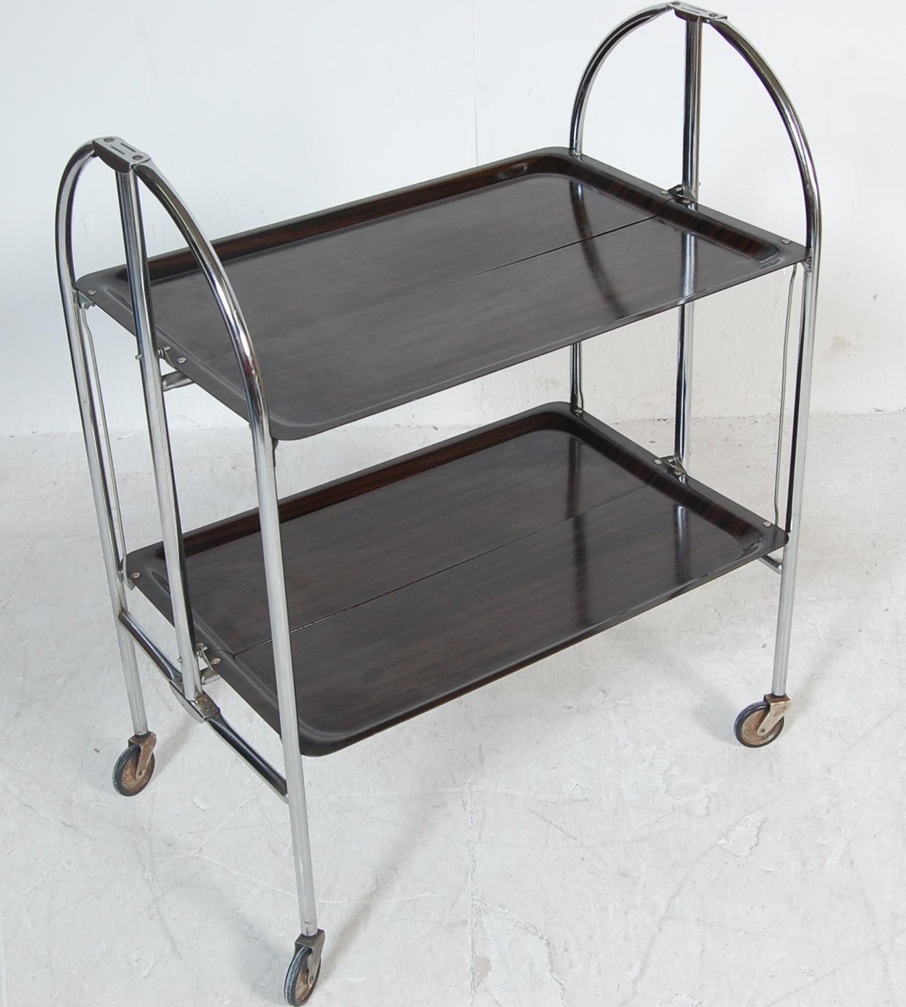 1960S RETRO VINTAGE CHROME METAL FOLDING TROLLEY - Image 4 of 6