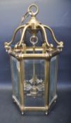 20TH CENTURY BRASS AND BEVELLED GLASS PANELS PORCH LANTERN BY MOD DEP LAMP ART ITALY