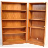 TWO VINTAGE RETRO TEAK WOOD OPEN WINDOW BOOKCASES