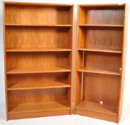 TWO VINTAGE RETRO TEAK WOOD OPEN WINDOW BOOKCASES