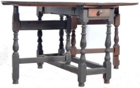 18TH CENTURY OAK DOUBLE DRAWER GATE LEG DINING TABLE